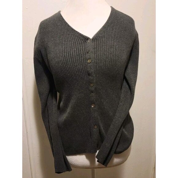Charter Club Sweaters - Charter Club Macys Cotton Ribbed Sweater V Neck Button Front Long Sleeve M